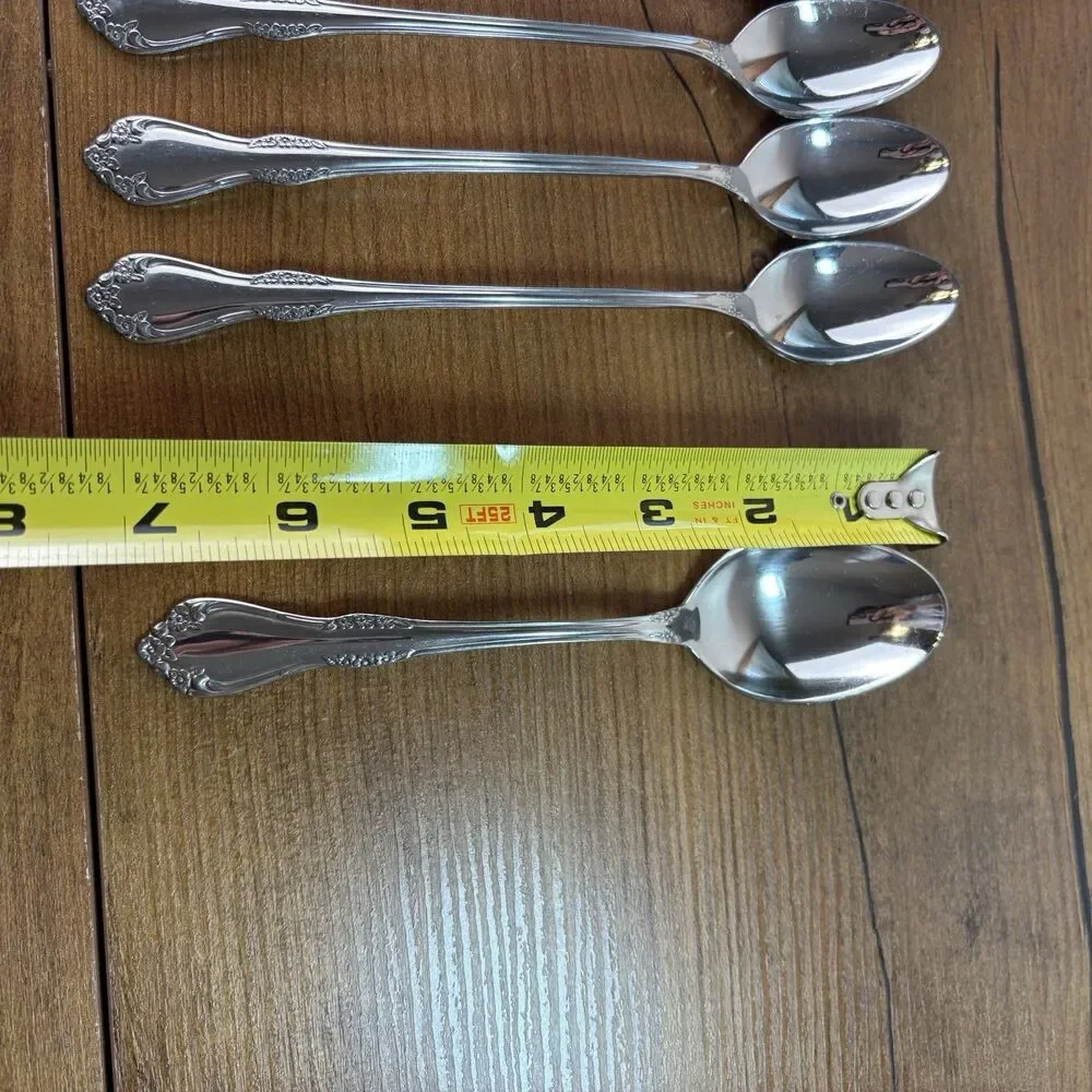 Oneida MANSFIELD 16 piece Deluxe Wm A Rogers Stainless Flatware Iced Tea Spoons